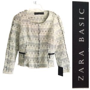 ZARA NWT Tweed Fringe Blazer Jacket Women’s Small